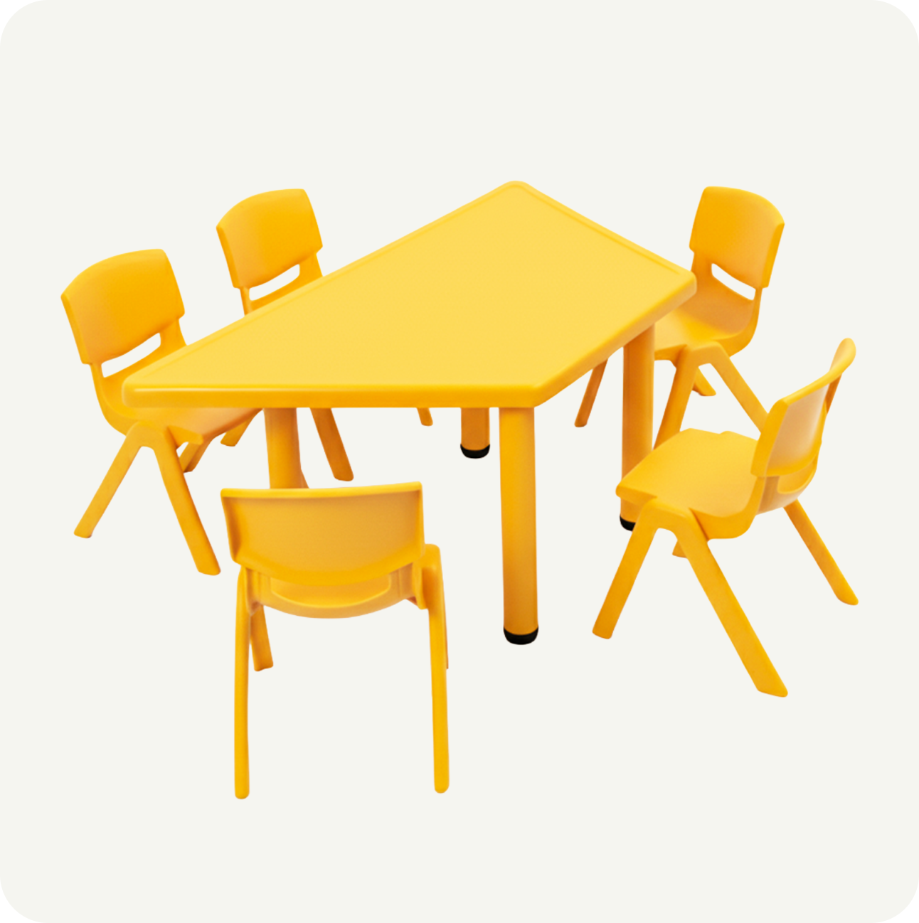 Mesa Trapezoidal Modular Plástico + 5 sillas infantiles