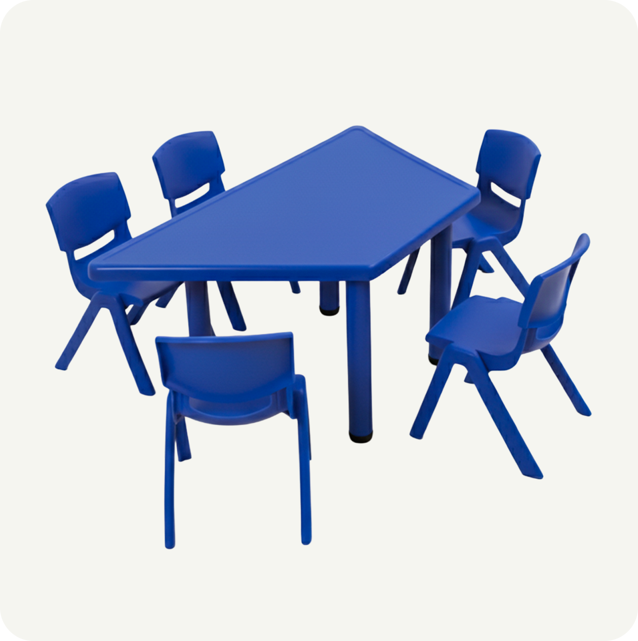 Mesa Trapezoidal Modular Plástico + 5 sillas infantiles