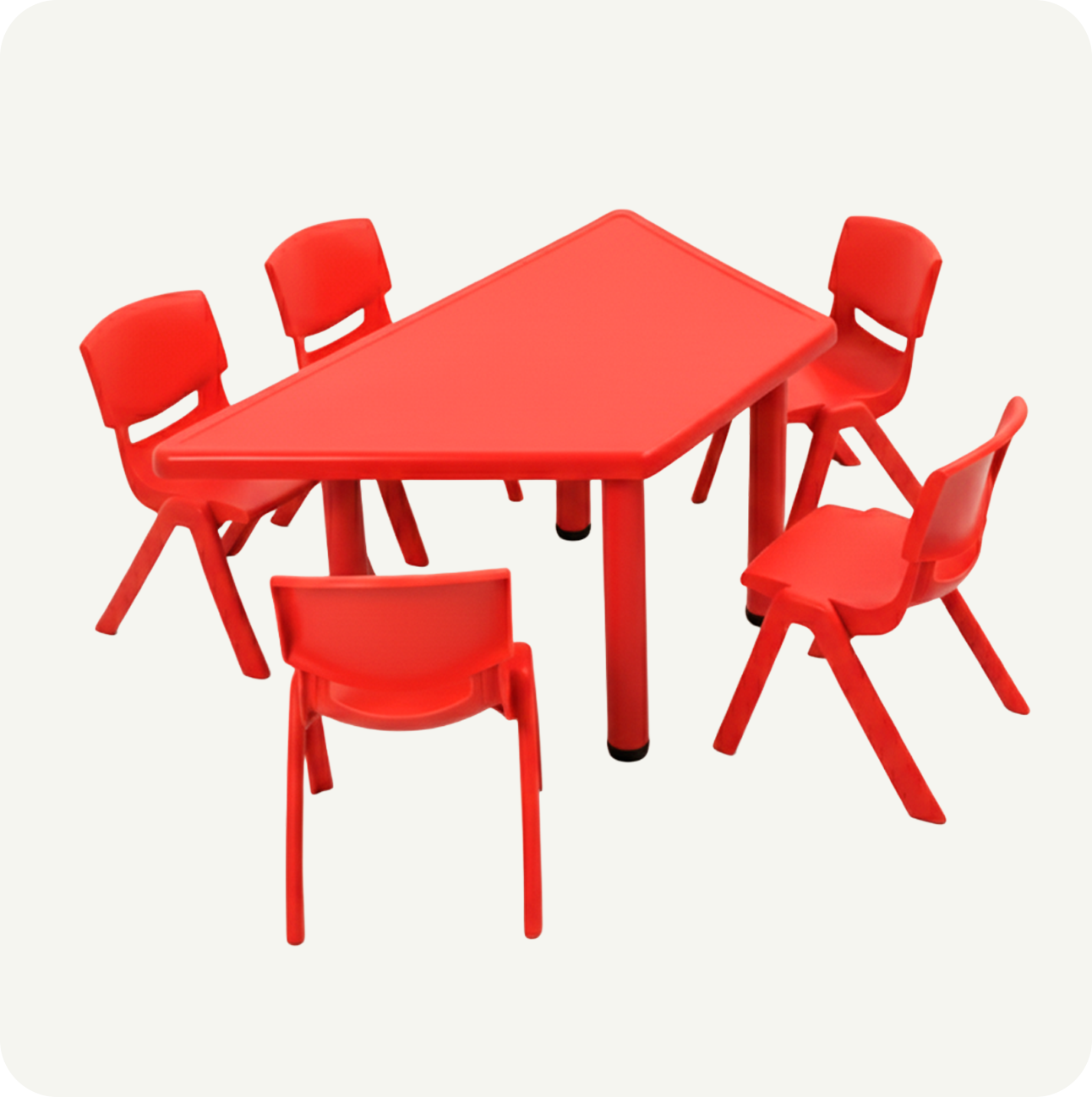 Mesa Trapezoidal Modular Plástico + 5 sillas infantiles