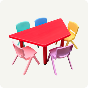 Mesa Trapezoidal Modular Plástico + 5 sillas infantiles