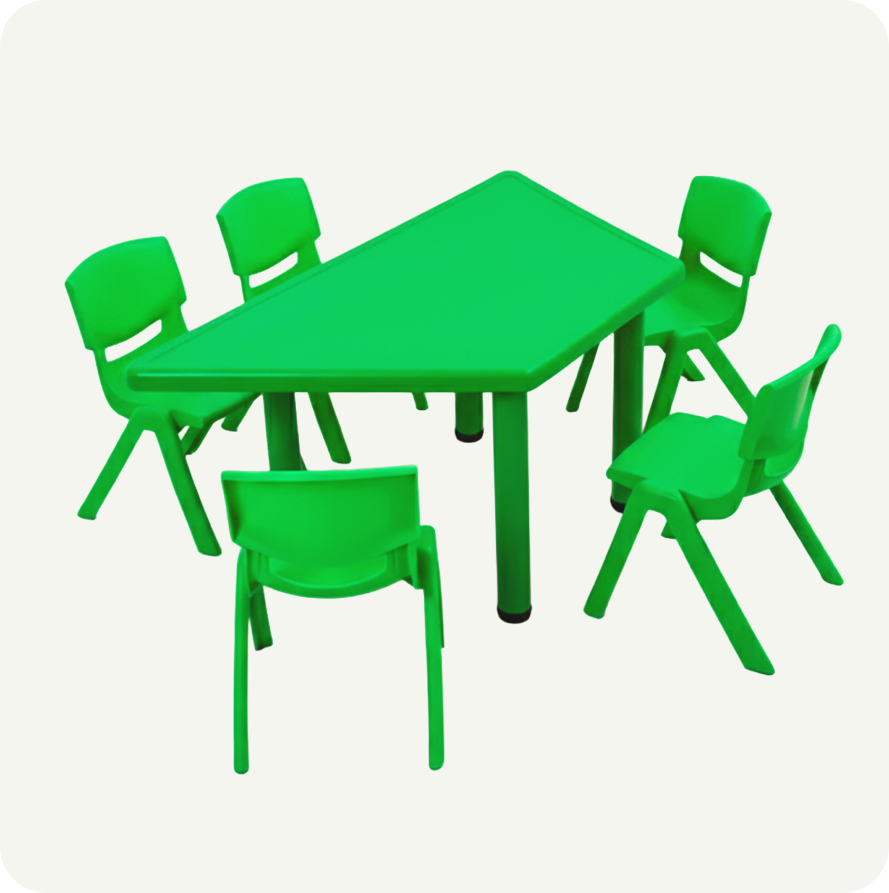 Mesa Trapezoidal Modular Plástico + 5 sillas infantiles