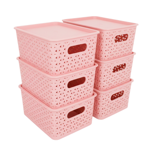 Kit 6 Canastas organizadoras  y 6 Tapas Chicas Nina