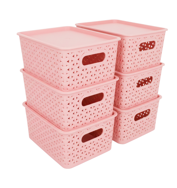 Kit 6 Canastas organizadoras  y 6 Tapas Chicas Nina