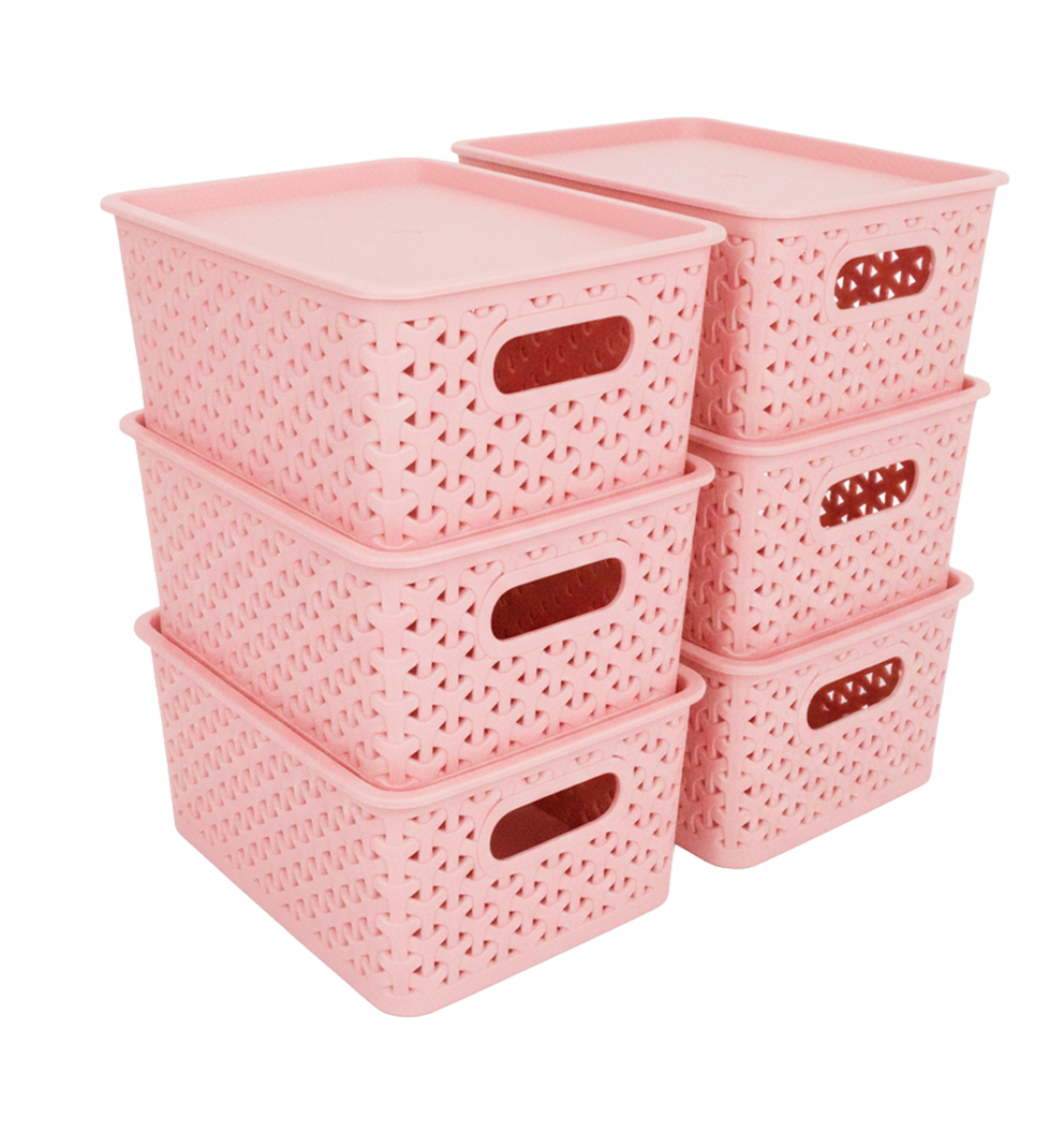 Kit 6 Canastas organizadoras  y 6 Tapas Chicas Nina