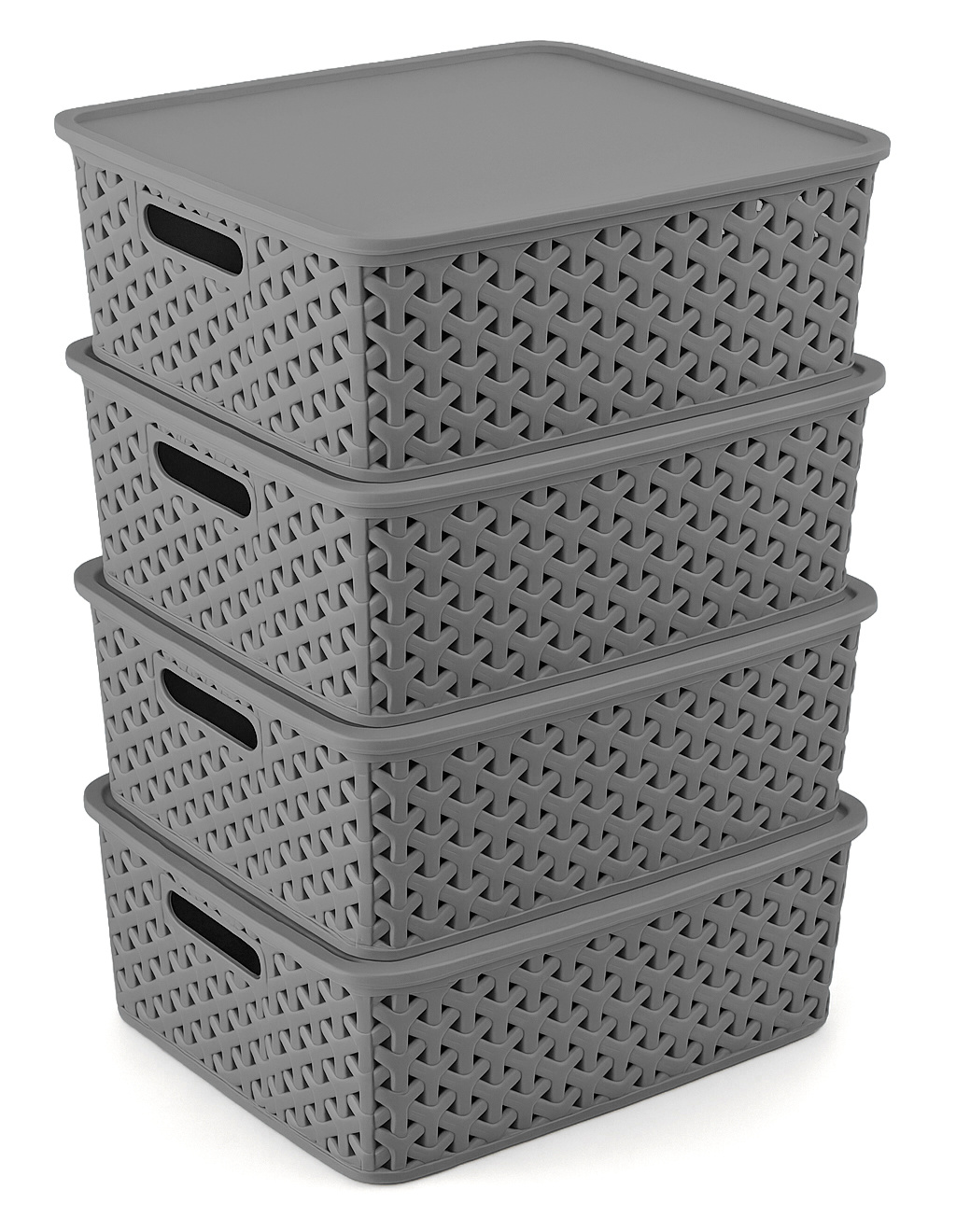 Kit 4 Canastas Nina Grandes con Tapa Apilables