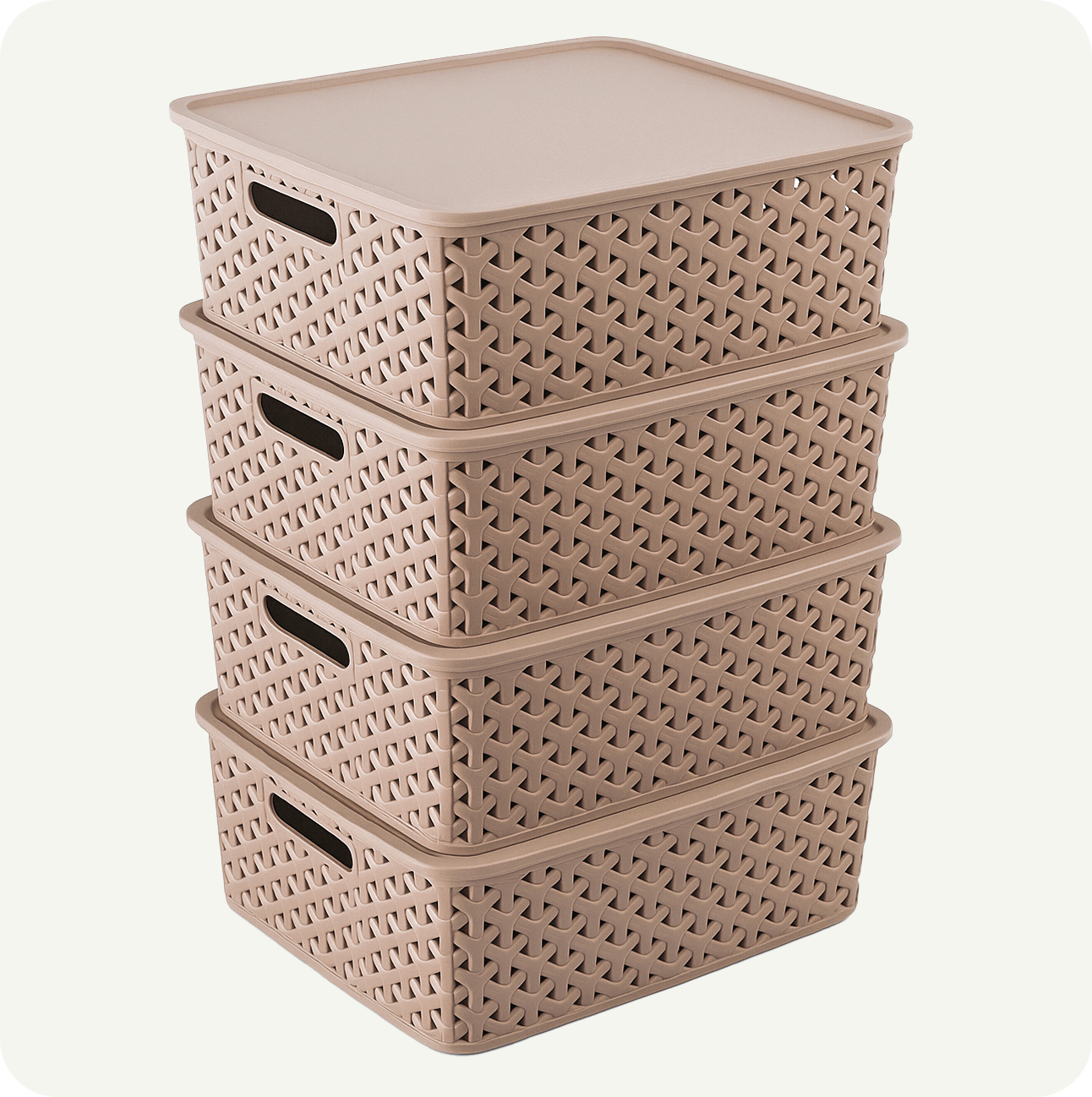 Kit 4 Canastas Nina Grandes con Tapa Apilables