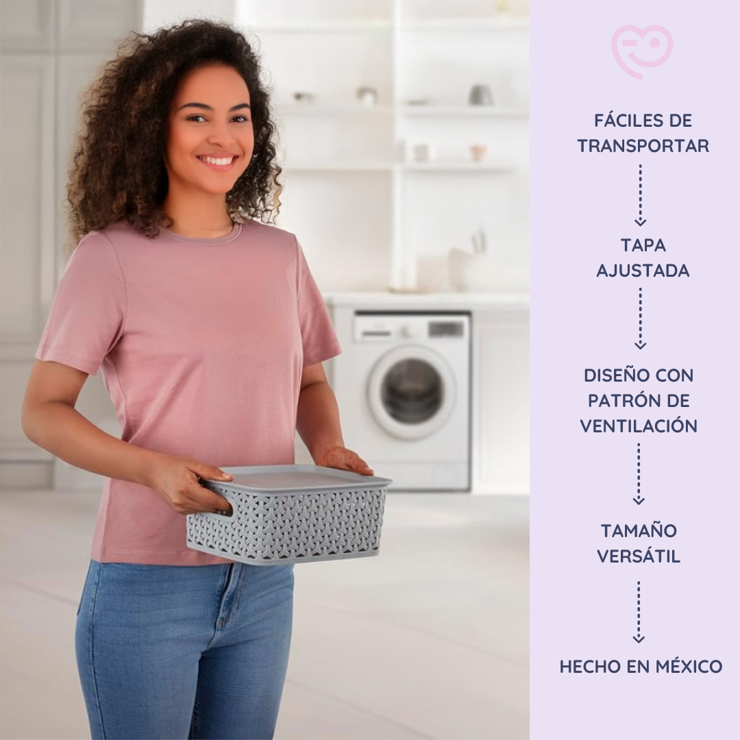 Kit 6 Canastas organizadoras  y 6 Tapas Chicas Nina