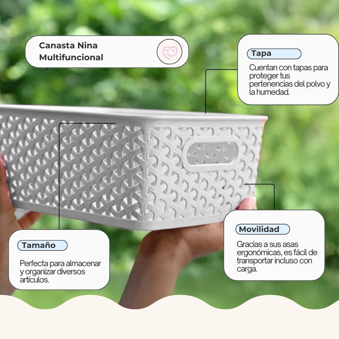 Kit 6 Canastas organizadoras  y 6 Tapas Chicas Nina