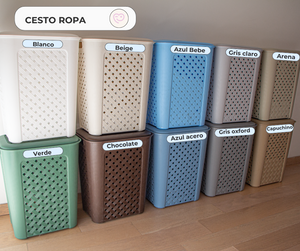 Cesto para Ropa Grande Valentino 40L – Plástico Resistente con Ventilación | Ideal para Hogar, Baño