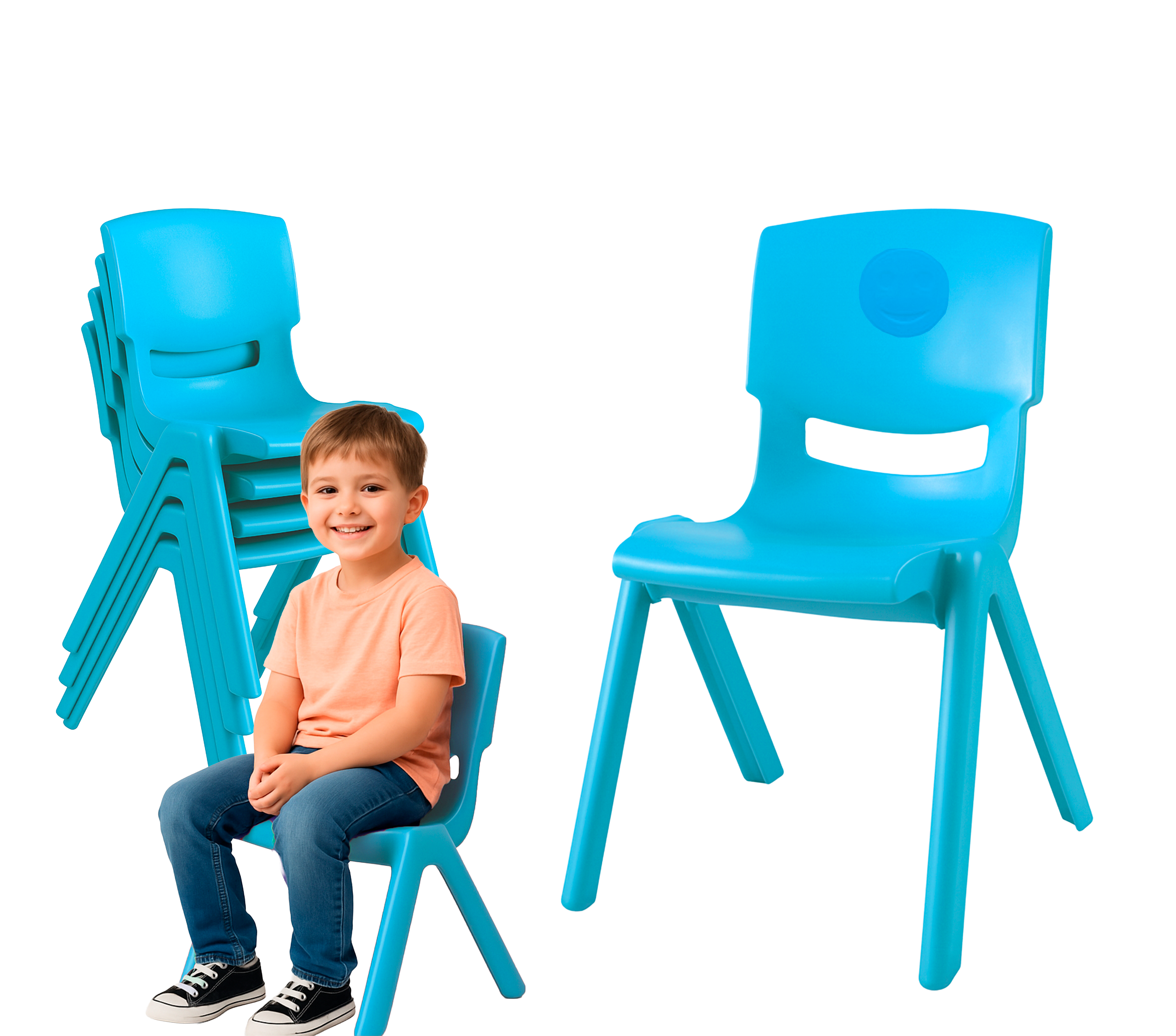 Pack 6 Sillas T2 Infantil Plástico Edad 4 A 7 Años