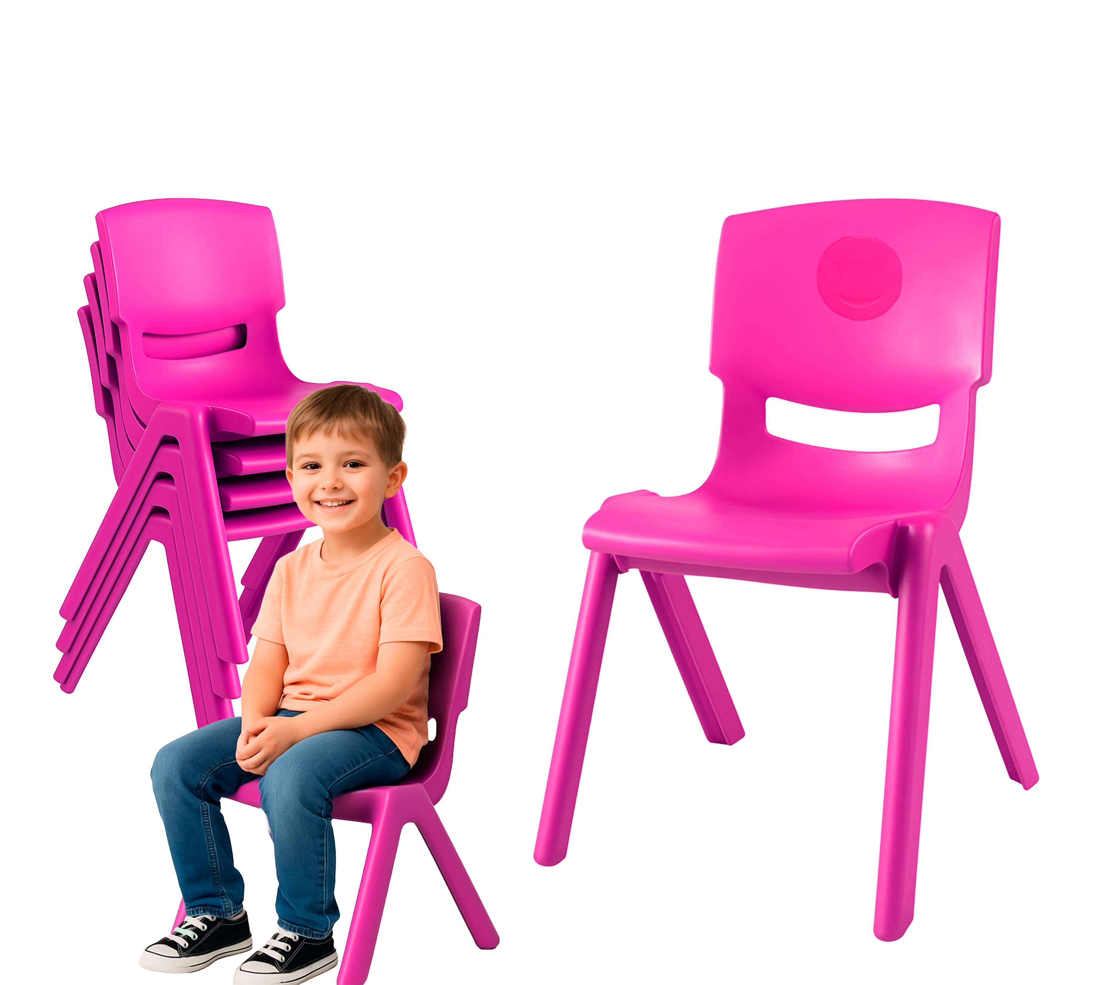 Pack 6 Sillas T2 Infantil Plástico Edad 4 A 7 Años