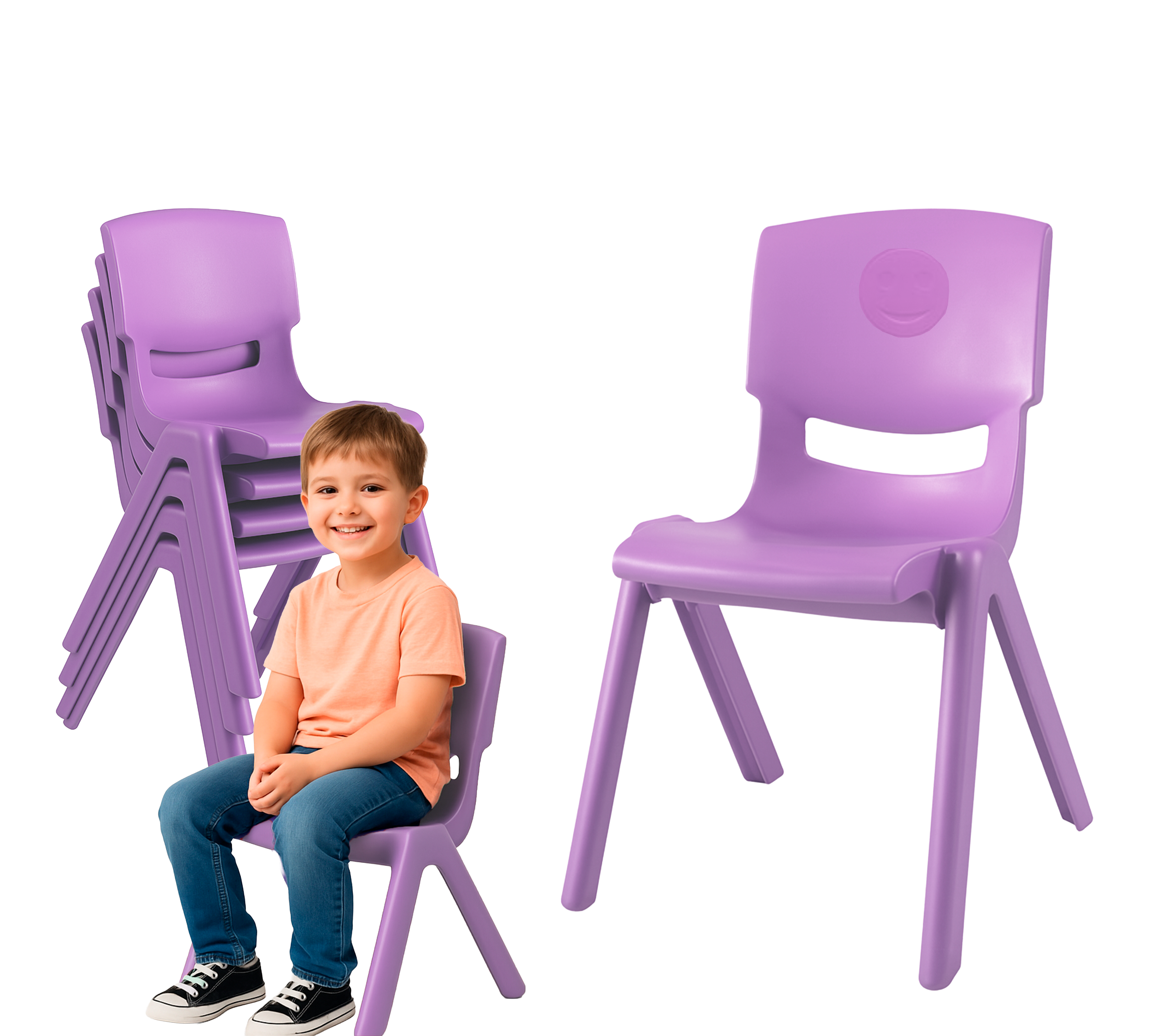 Pack 6 Sillas T2 Infantil Plástico Edad 4 A 7 Años