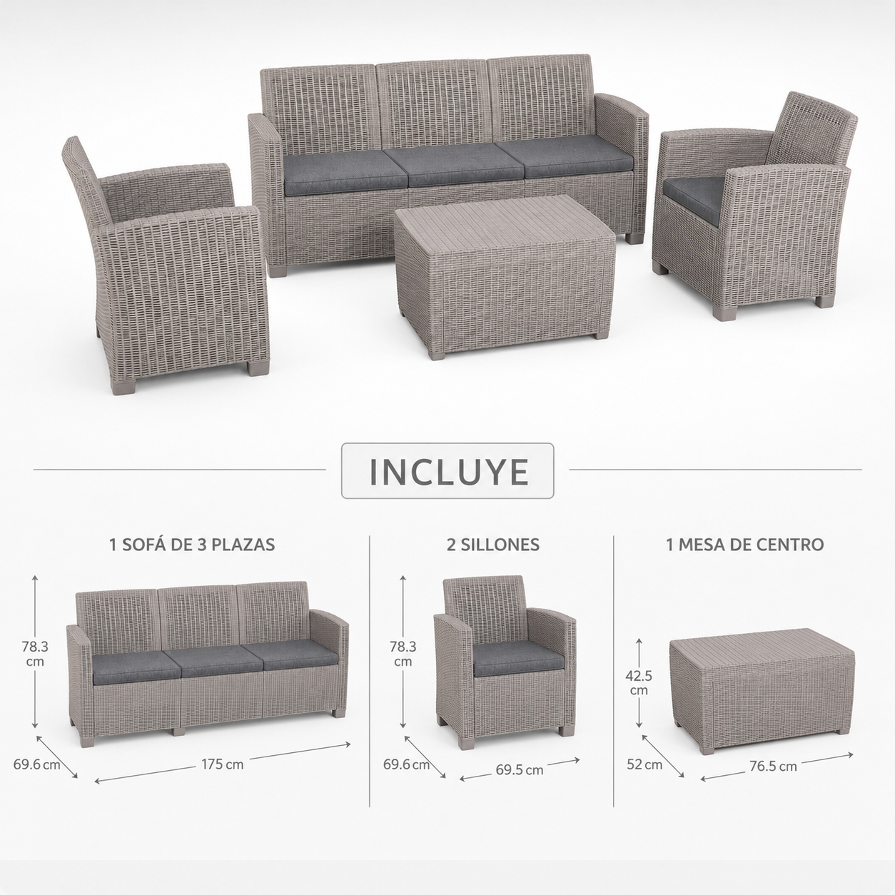 Sofá Exterior 5 Plazas - Muebles de Jardín Premium