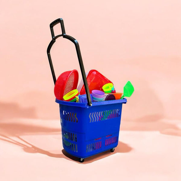 Canasta De Supermercado Compras Con Asa Extensible Y Ruedas