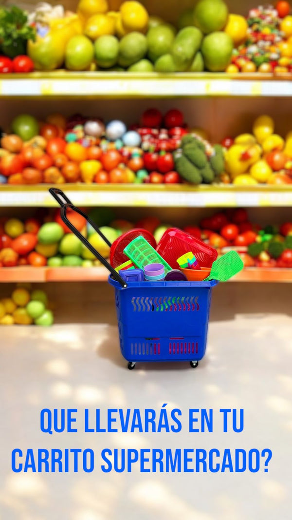 Canasta De Supermercado Compras Con Asa Extensible Y Ruedas