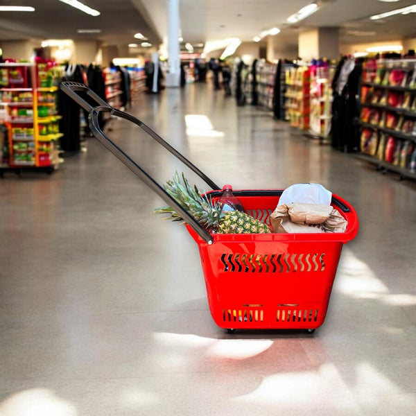 Canasta De Supermercado Compras Con Asa Extensible Y Ruedas