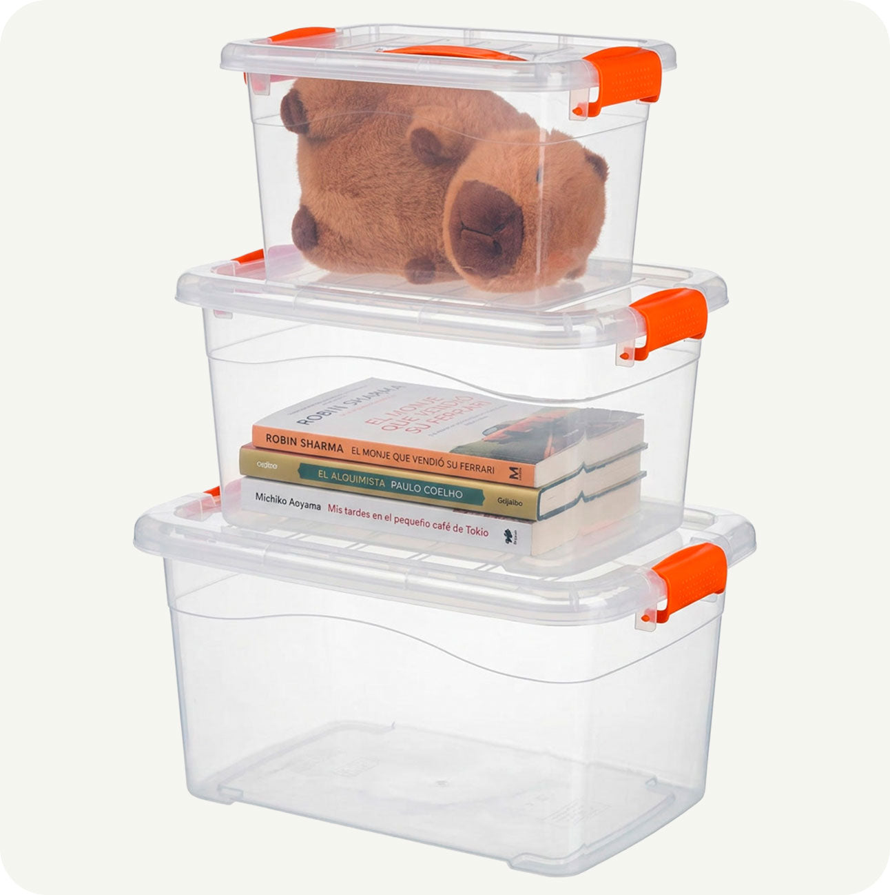 Set 3 Cajas Organizadoras DIMEX con Tapa y Broches | Tamaños Chica, Mediana y Grande | Plástico Transparente Resistente