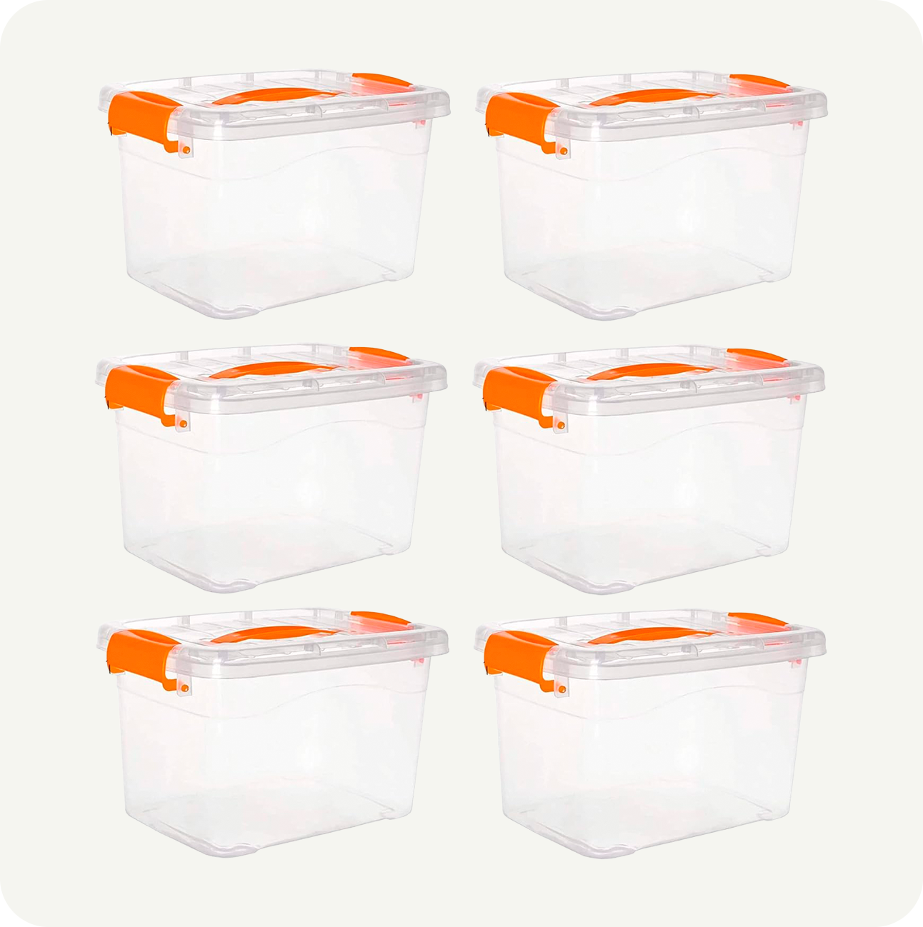 Pack de 6 Cajas Organizadoras DIMEX Chicas Tapa y Seguro | 27.5x21x17 cm | Plástico Transparente Resistente