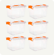 Pack de 6 Cajas Organizadoras DIMEX Chicas Tapa y Seguro | 27.5x21x17 cm | Plástico Transparente Resistente