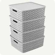 Kit 4 Canastas Nina Grandes con Tapa Apilables