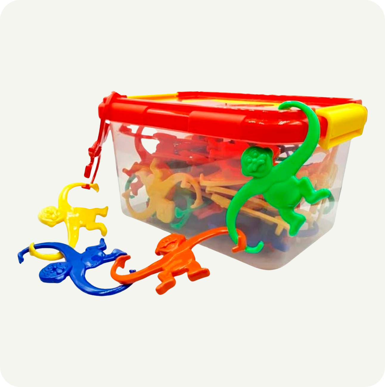 Juego de changuitos Gigantes de plástico de 5 Colores didácticos en Estuche con 50 Piezas