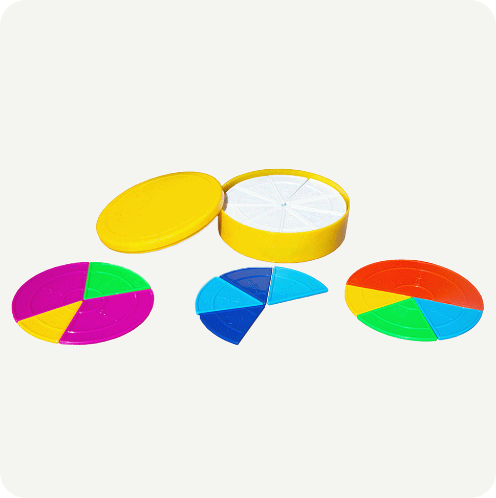Juego de fracciones Circulares, 56 Piezas De Colores Matemáticas