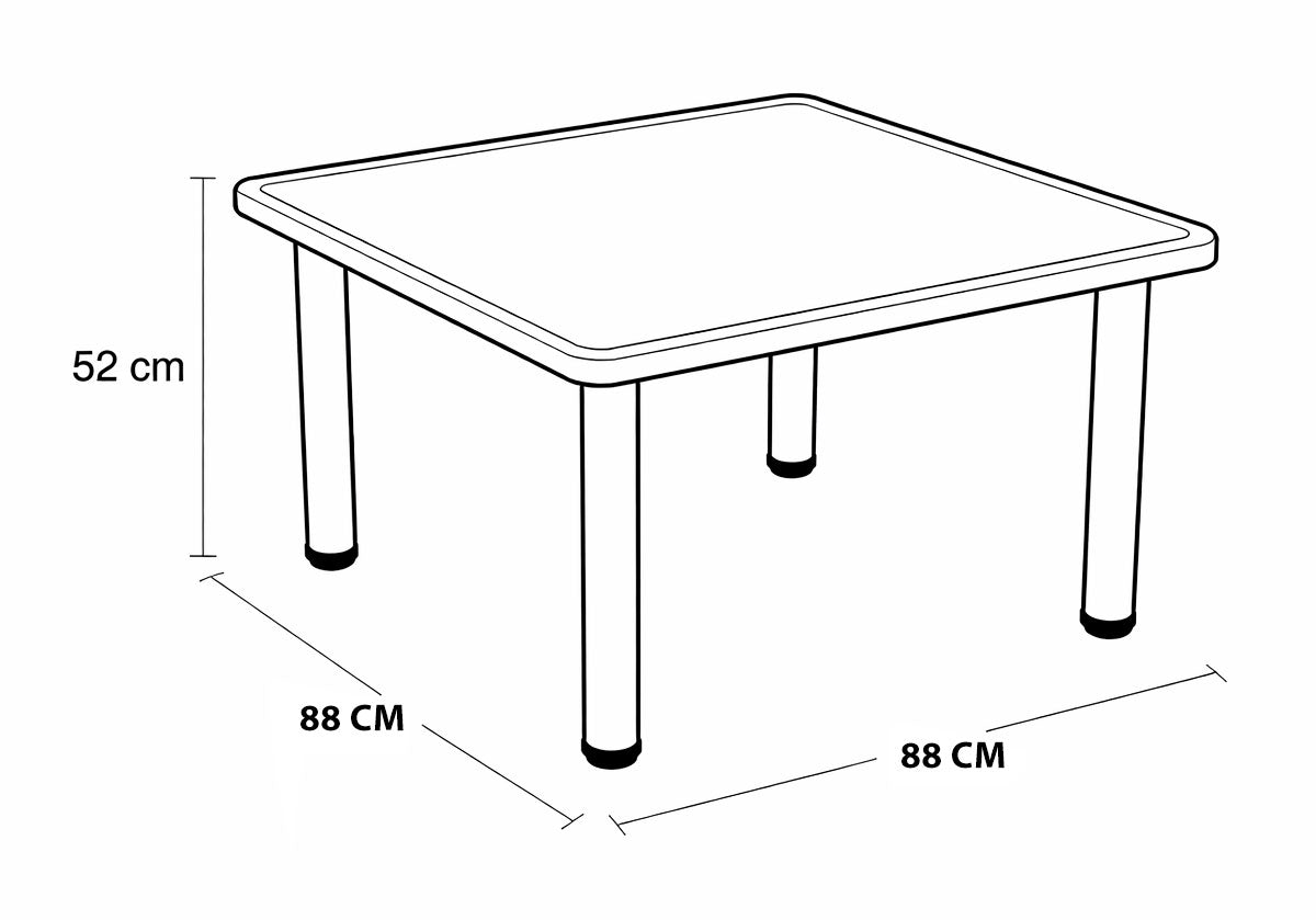 Mesa Infantil Cuadrada 88x88 cm + 8 Sillas Escolar Guardería Plástico Resistente