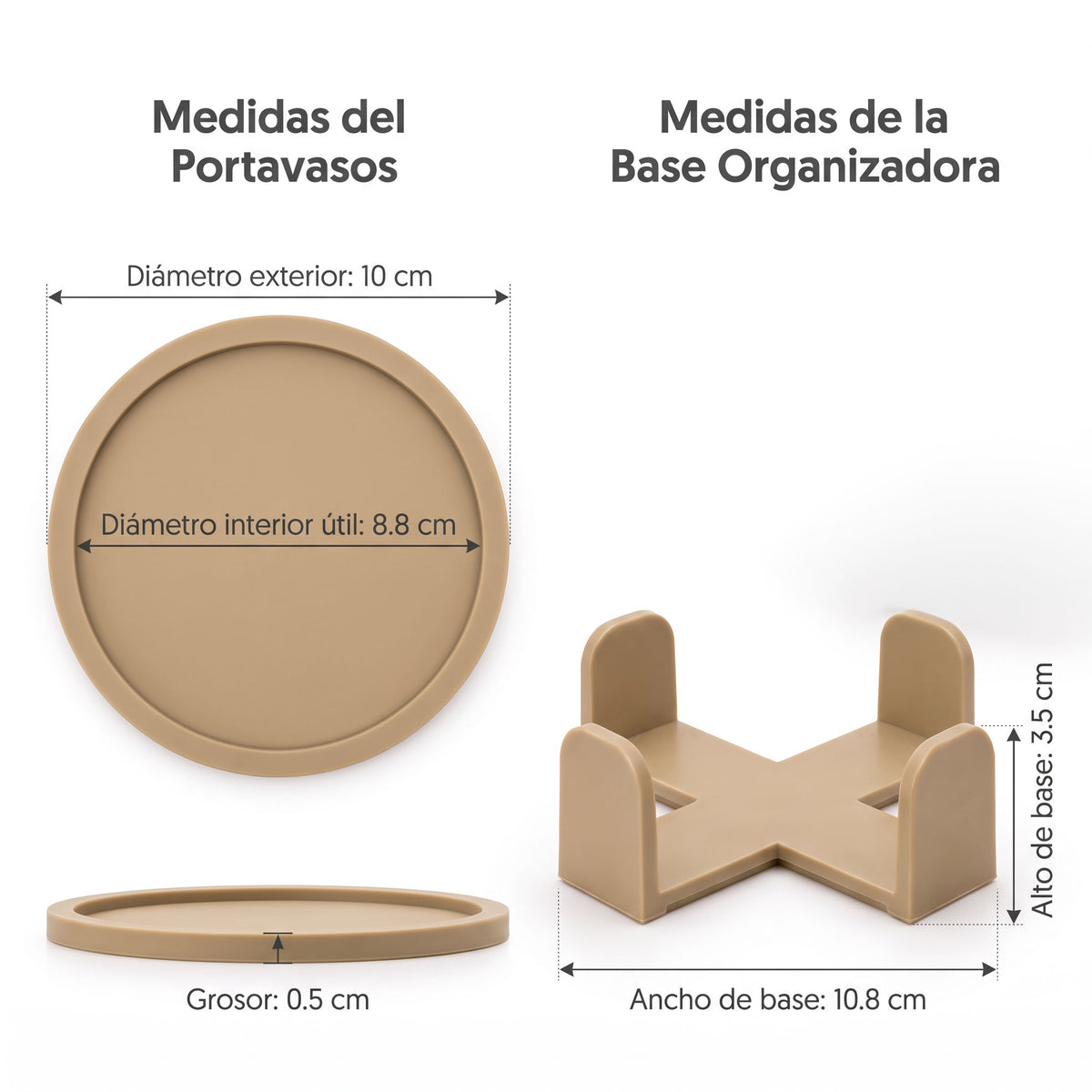 Set de 6 Portavasos de Silicón Antideslizantes con Base