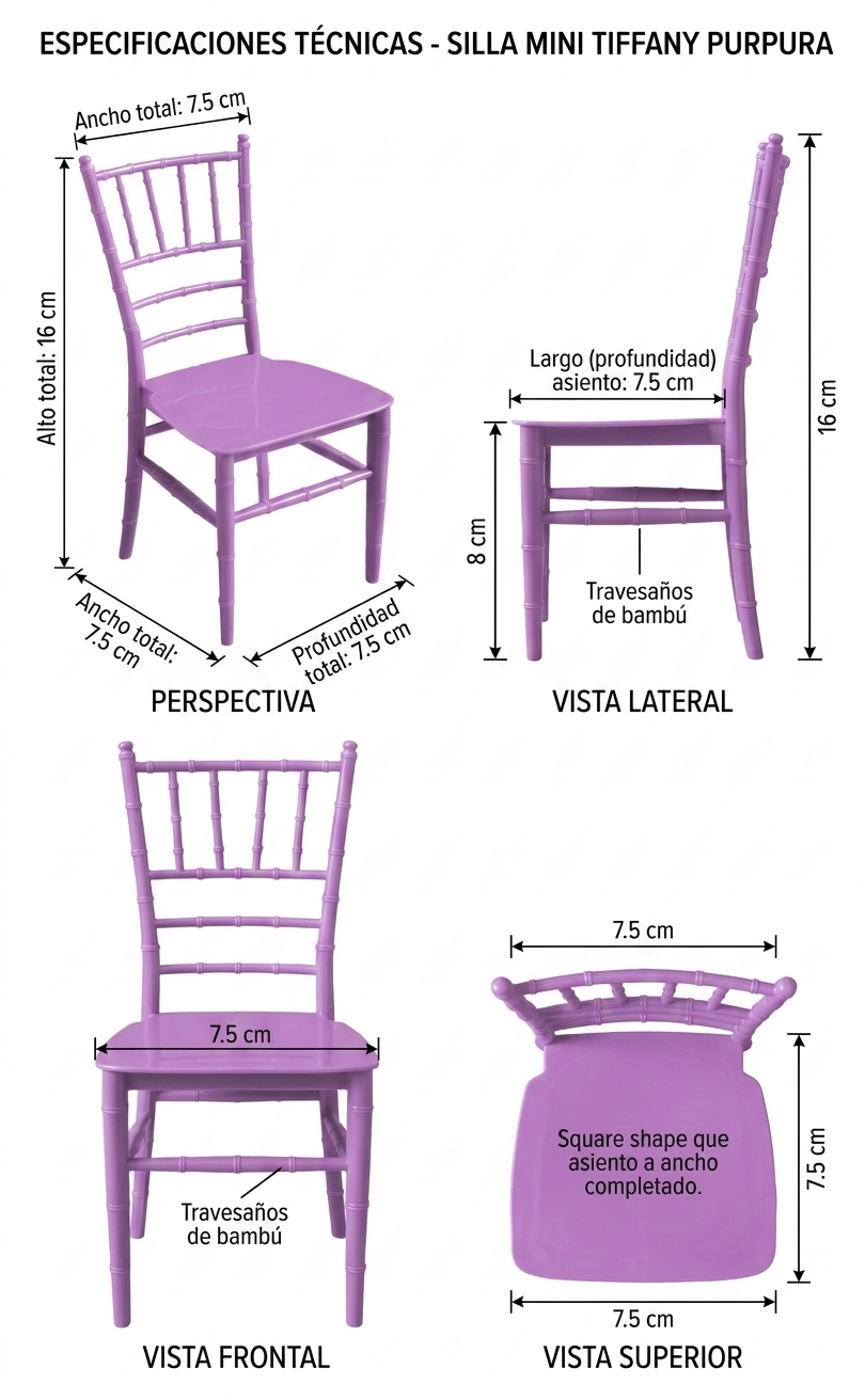 Set de 17 Mini Sillas Tiffany Multicolor