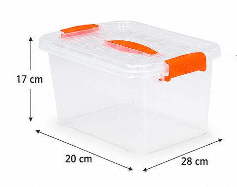 Pack de 6 Cajas Organizadoras DIMEX Chicas Tapa y Seguro | 27.5x21x17 cm | Plástico Transparente Resistente