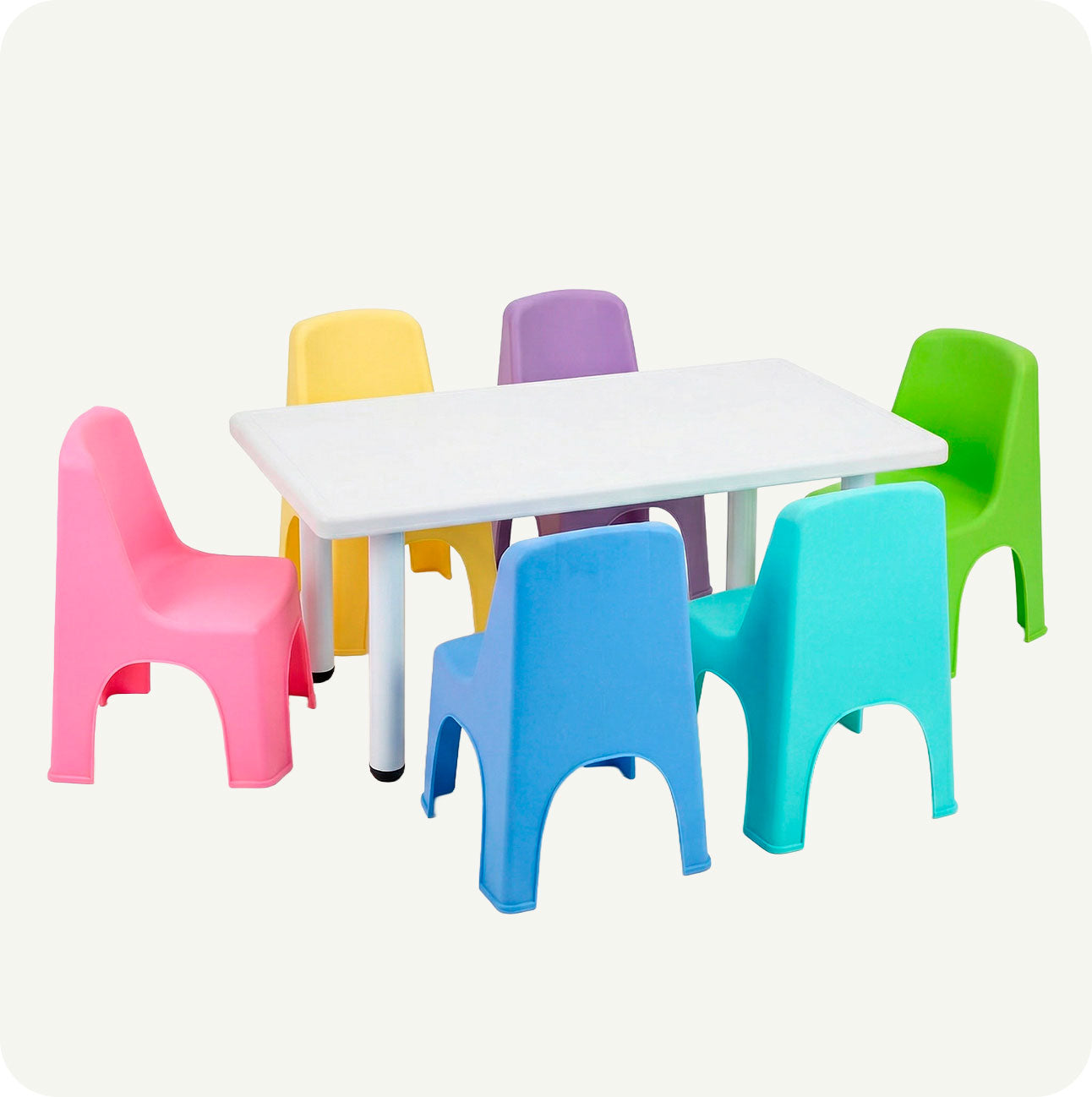 Mesa Infantil Rectangular 120x60 cm con 6 Sillas Modelo Nube