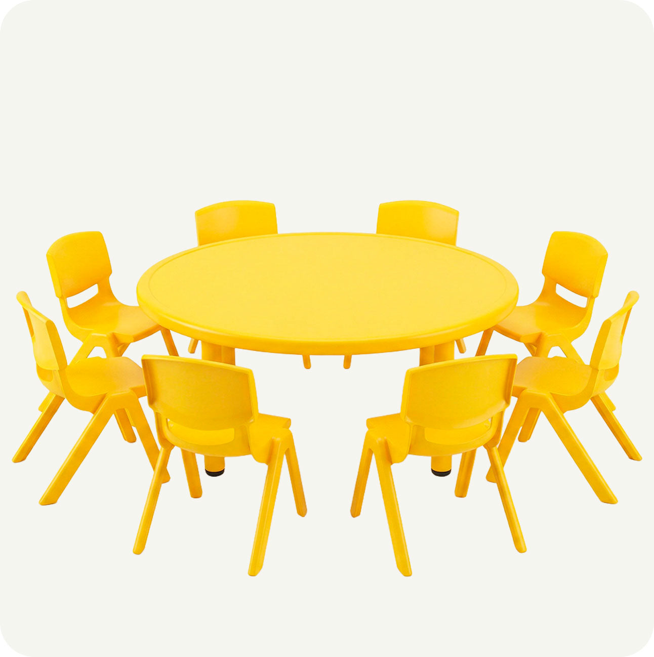 Mesa Infantil Redonda con 8 Sillas Plásticas