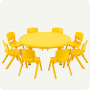 Mesa Infantil Redonda con 8 Sillas Plásticas