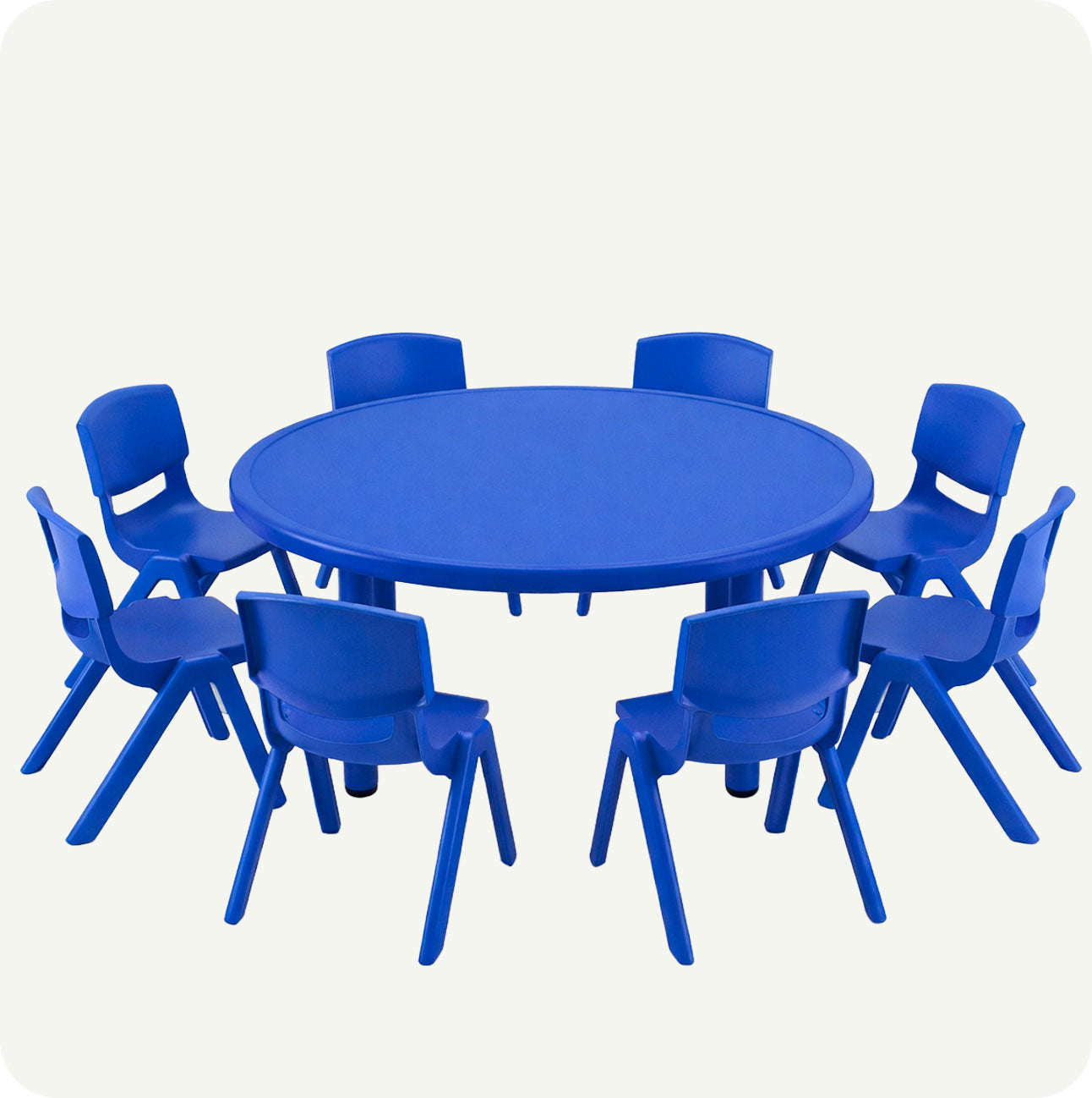 Mesa Infantil Redonda con 8 Sillas Plásticas