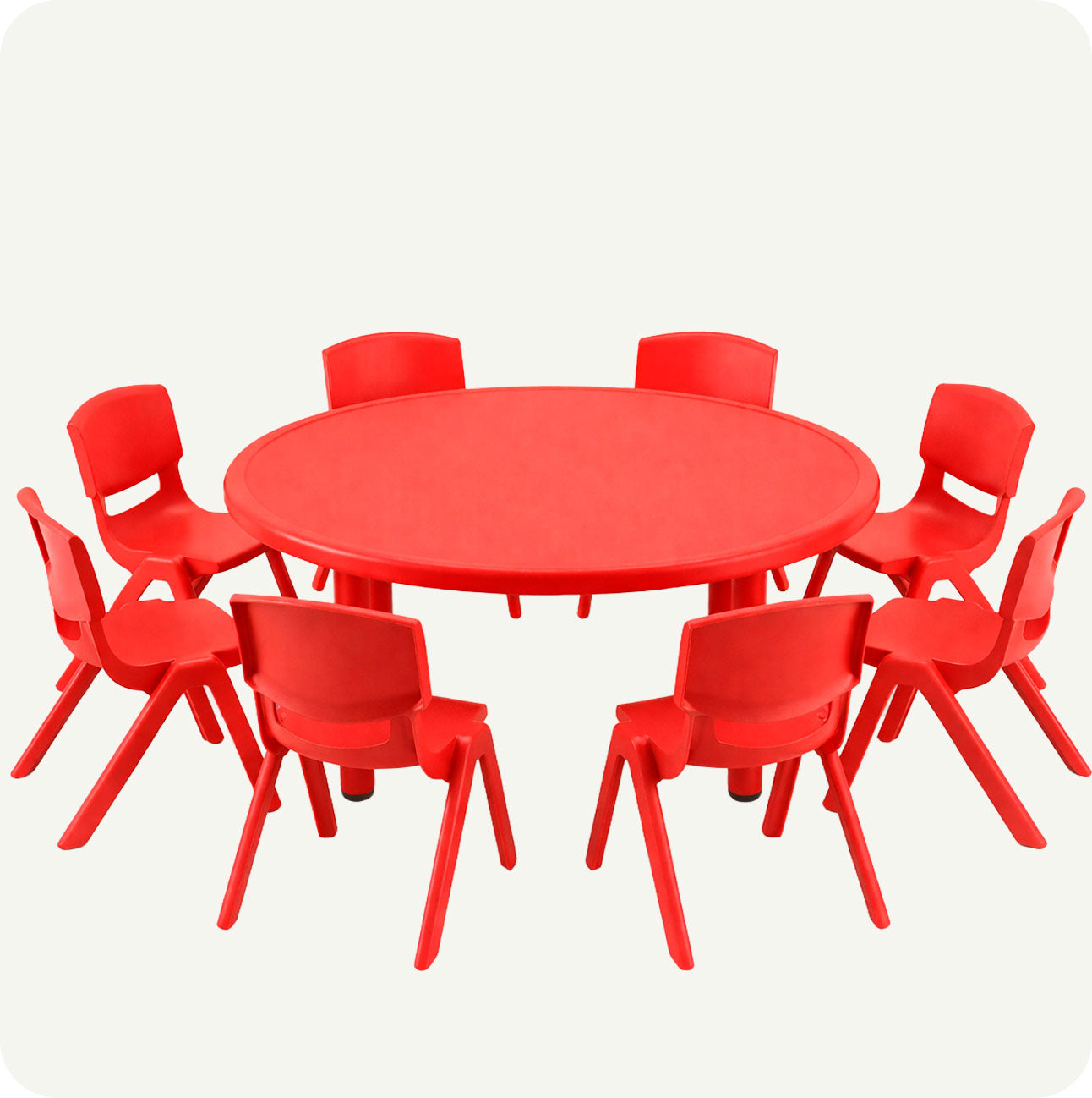 Mesa Infantil Redonda con 8 Sillas Plásticas