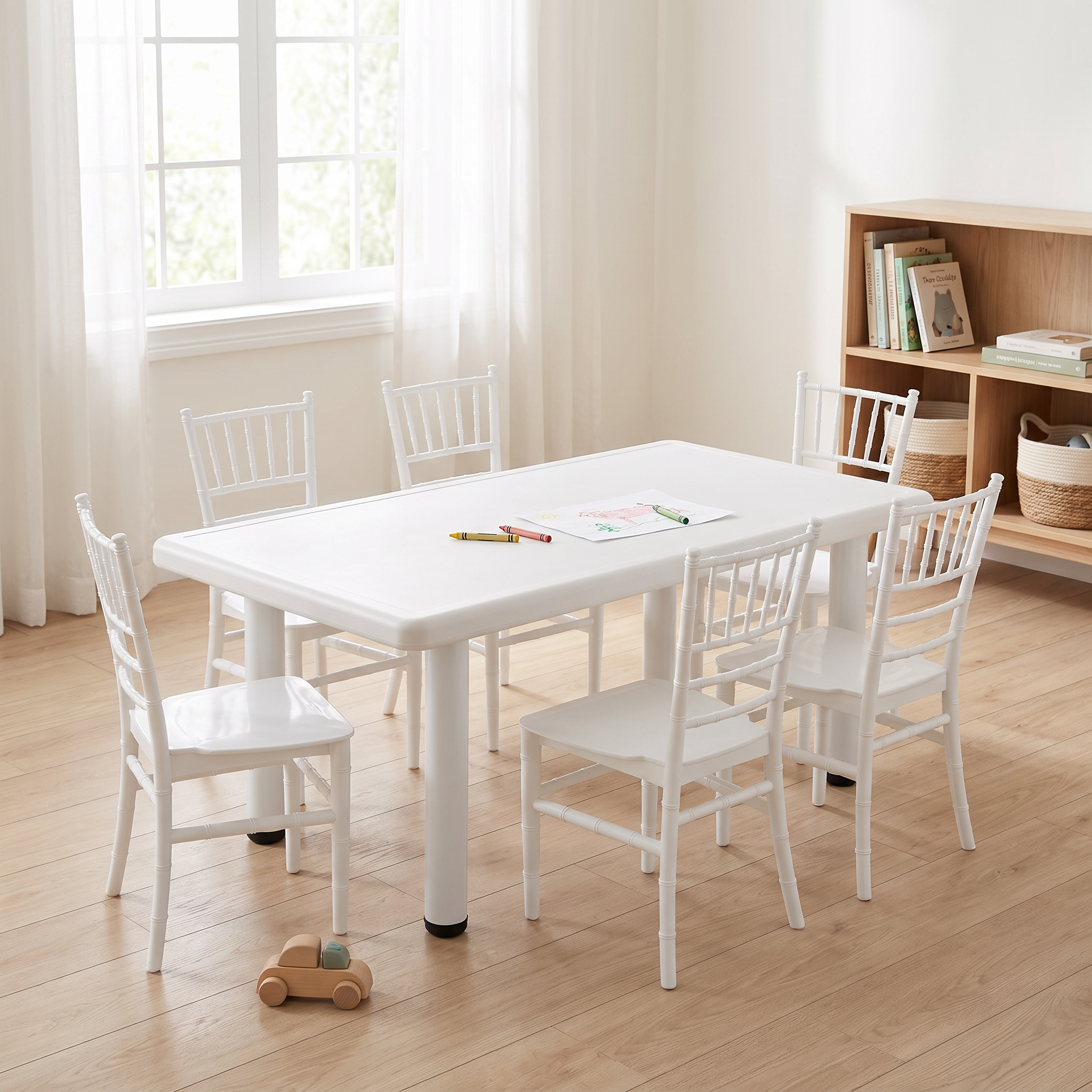 Set Infantil Mesa Blanca+ 6 Sillas Tiffany de Plástico