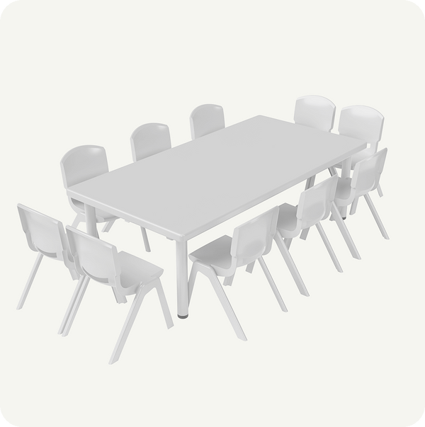 Mesa Plástica Multiusos 152×76 cm Blanca – Detalle Estético ideal 10 sillas