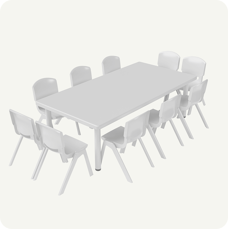 Mesa Plástica Multiusos 152×76 cm Blanca – Detalle Estético ideal 10 sillas