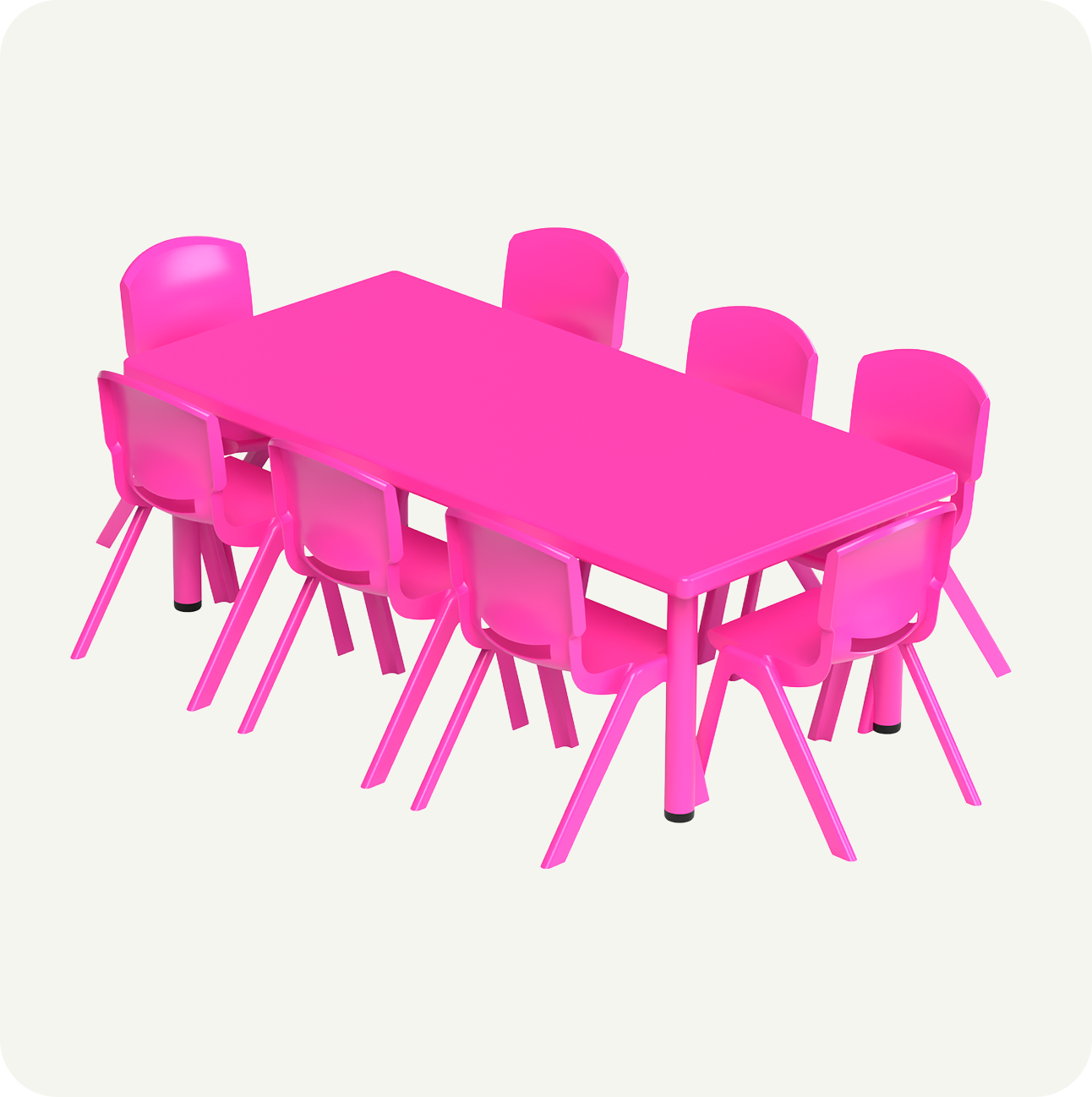 Mesa Infantil rectangular 136x66 con 8 sillas Plástico Color rosa