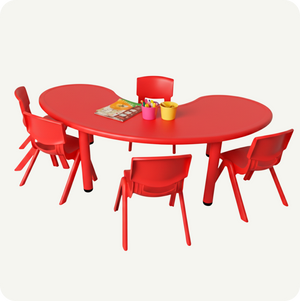 Mesa Curva Infantil con 5 Sillas | Plástico Resistente para Preescolar