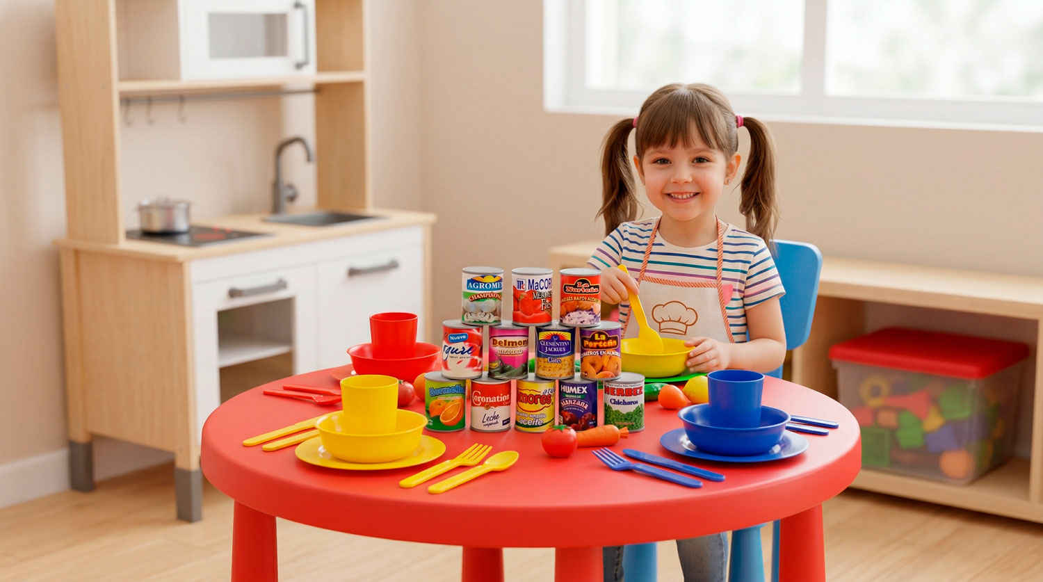 Latas de Supermercado de Juguete – Set de 12 Piezas | Juego de Rol, Cocina Infantil y Aprendizaje