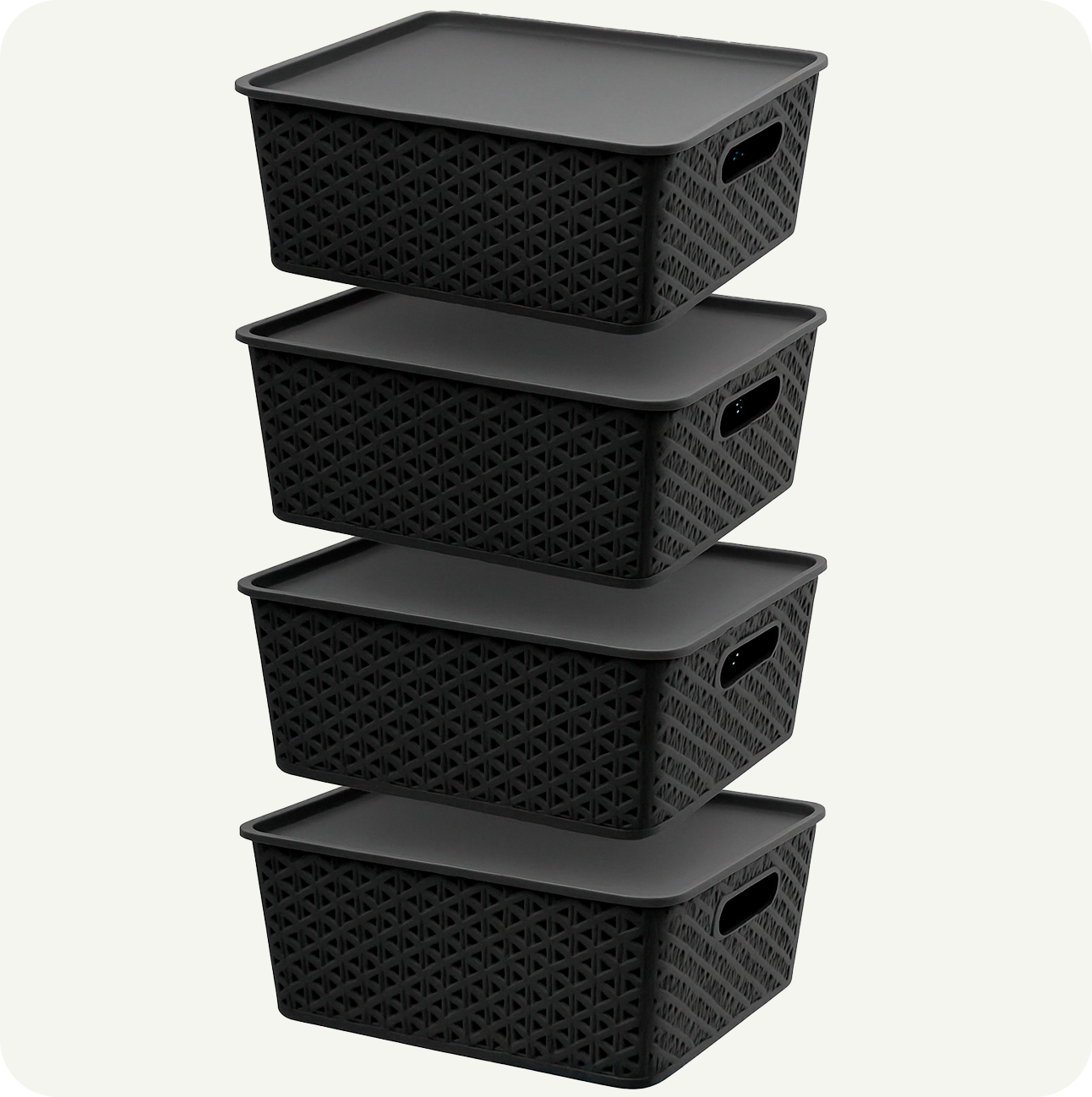 Kit 4 Canastas Nina Grandes con Tapa Apilables