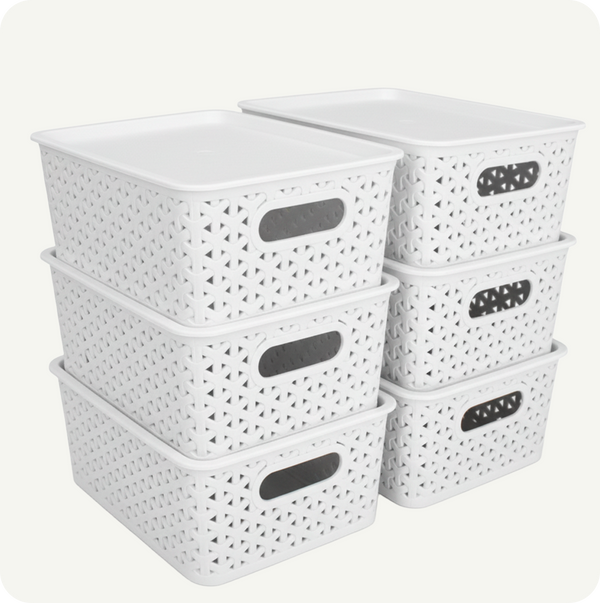 Kit 6 Canastas organizadoras  y 6 Tapas Chicas Nina