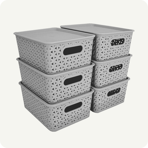 Kit 6 Canastas organizadoras  y 6 Tapas Chicas Nina