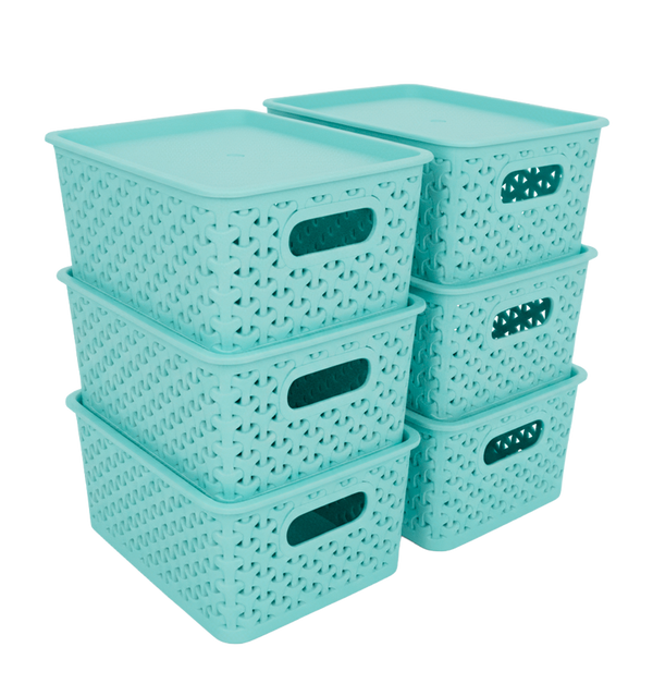 Kit 6 Canastas organizadoras  y 6 Tapas Chicas Nina