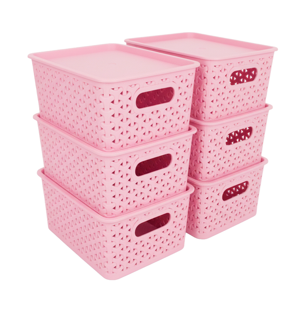 Kit 6 Canastas organizadoras  y 6 Tapas Chicas Nina