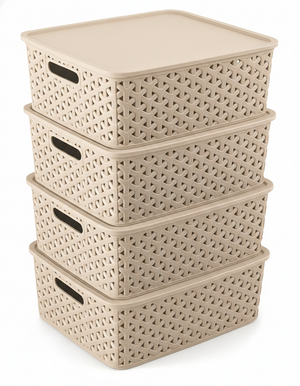 Kit 4 Canastas Nina Grandes con Tapa Apilables