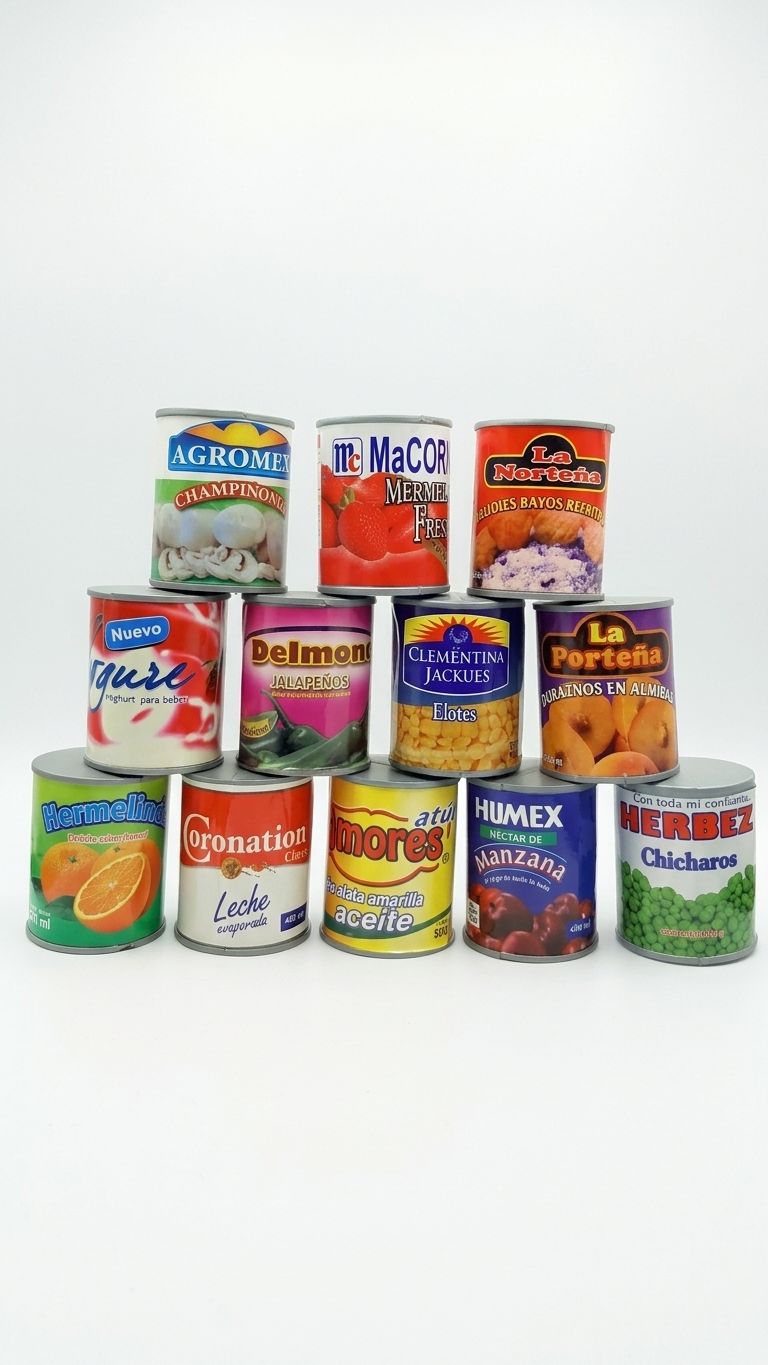 Latas de Supermercado de Juguete – Set de 12 Piezas | Juego de Rol, Cocina Infantil y Aprendizaje