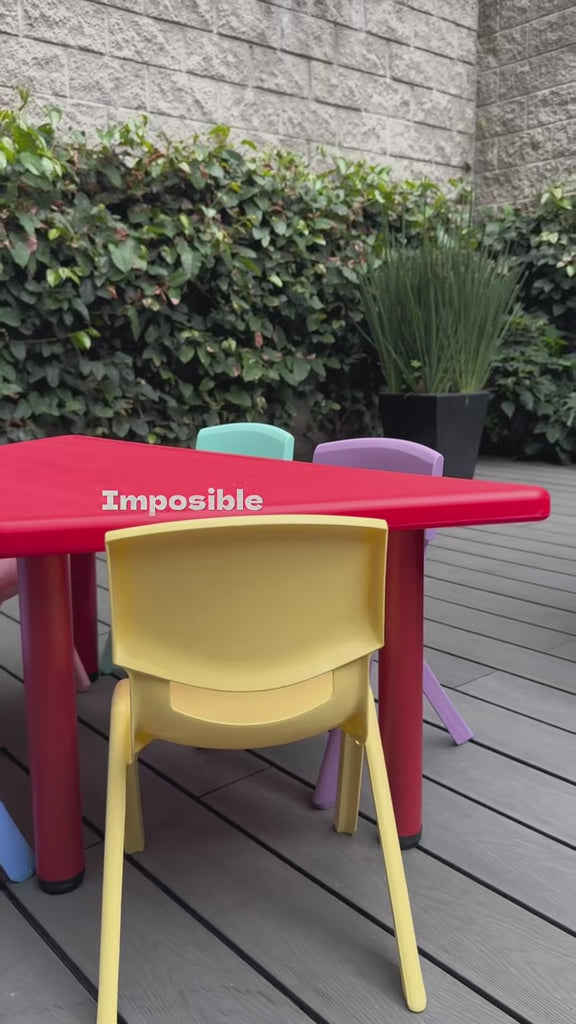 Cargar vídeo: Mesa Trapezoidal Modular Plástico + 5 sillas infantiles