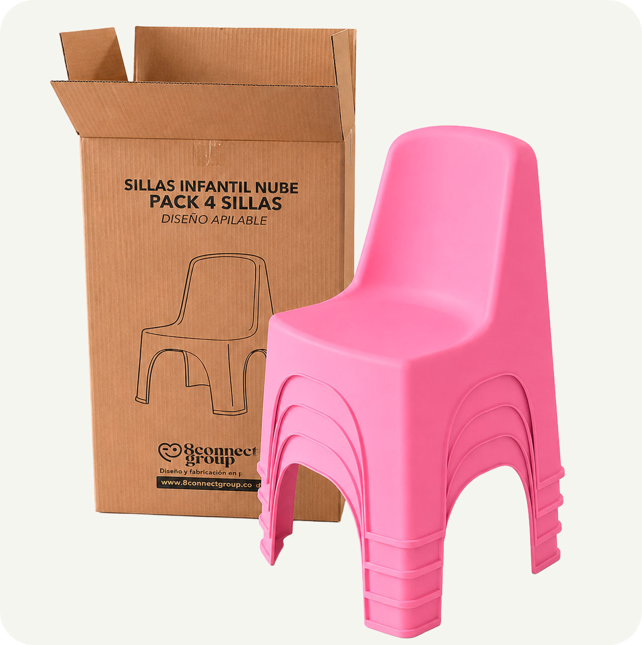 Pack 4 Sillas Nube Infantiles | Apilables, Resistentes y Seguras | Para Niños de 2 a 5 años
